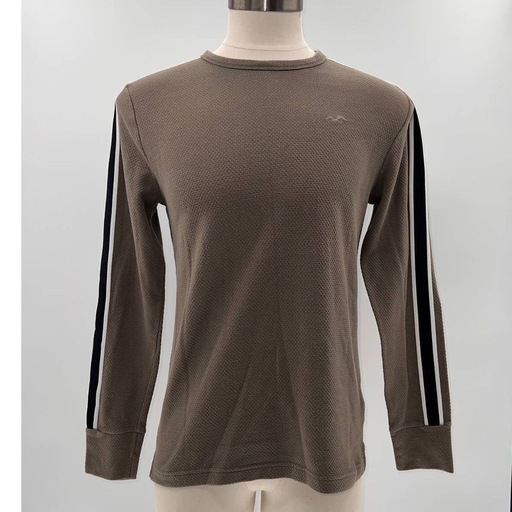 Hollister Long Sleeve Olive Green  T-shirt with stripes down sleeves - M